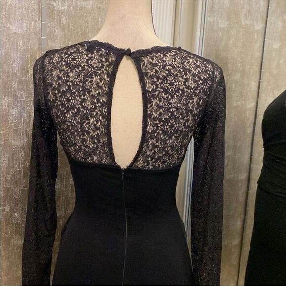 French Connection Chic Black Long Sleeve Dress with Elegant Lace, US2 - Picture 9 of 11